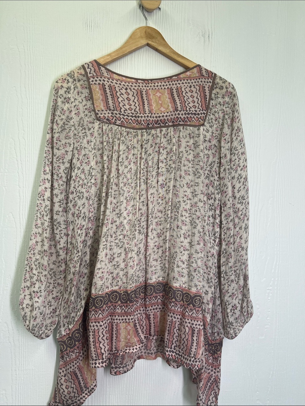 Free People - Dream Lover Ditsy Floral Lace Long Sleeve Blouse Size Small - Picture 11 of 12